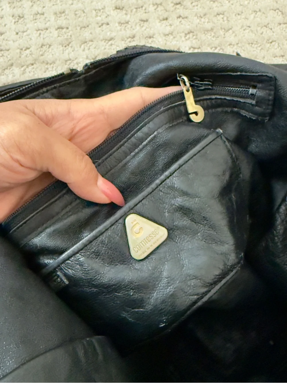 Vintage Comtesse Black Genuine Leather with Genuine Snakeskin Hobo Bag #hobo